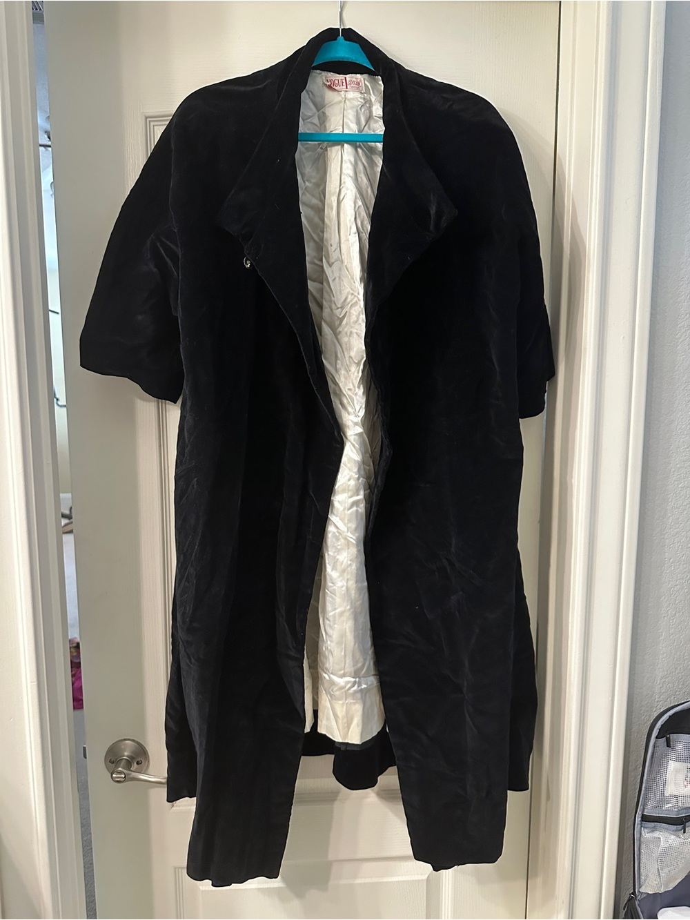 Vogue Special Design Vintage Velvet Swing Coat Black 1950s Small Medium
